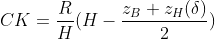 CK=\frac{R}{H}(H-\frac{z_{B}+z_{H}(\delta )}{2})